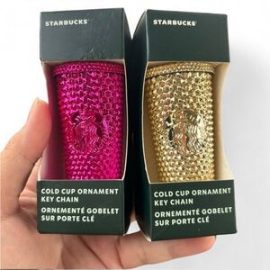 Starbucks Pink and Gold Cold Cup Ornament Key Chain🦋